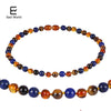 Amber Teething Necklace Knotted Mix Natural Gemstone Tiger Eye Stone and Lapis Lazuli Baltic Amber Jewelry for Baby Men