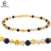 Amber Teething Necklace with Natural Lapis Lazuli Baltic Amber Beads Baby Adult Custom Jewelry Blue Natural Stone Bijoux