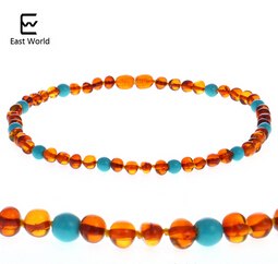 Baby Mama New Amber Necklace Polished Ambar & Turquoise Baltic Amber Jewelry Baroque Beads Necklace for Etsy Supplier
