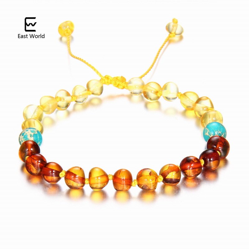 Baltic Amber Teething Bracelet for Baby Baroque Beads Adjustable Natural Ambar Jewelry for Women Birthd Present gifts