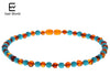 Baroque Amber Necklace with Natural Turquoise Certificate Authenticity Genuine Baltic Amber Bead Baby Jewelry Necklace