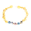 Custom Name Amber Jewelry Baltic Amber Teething Bracelet Anklet with BABY'S NAME Unique Children Natural Jewelry Gift