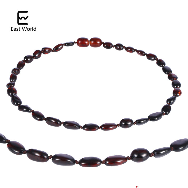 Natural Amber Necklace for Baby Baroque Baltic Bean Amber Beads Jewelry Natural Stone Collar Jewelry Supplier 5 Color