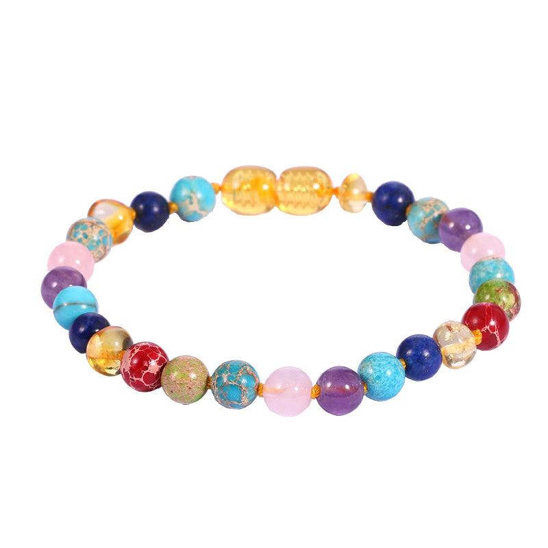 New Original Jewelry Colorful Bracelets with Natural Gemstone for Baby Baltic Sea Amber Anklets for Adult Women Girls