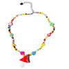 HAPPY GO LUCKY Dupe Inspired Remake Necklace Trendy Summer BOHO Style Faux Pearl Mismatched Chain Choker Colorful Beaded