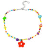 HAPPY GO LUCKY Dupe Inspired Remake Necklace Trendy Summer BOHO Style Faux Pearl Mismatched Chain Choker Colorful Beaded