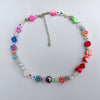 HAPPY GO LUCKY Dupe Inspired Remake Necklace Trendy Summer BOHO Style Faux Pearl Mismatched Chain Choker Colorful Beaded