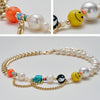 HAPPY GO LUCKY Dupe Inspired Remake Necklace Trendy Summer BOHO Style Faux Pearl Mismatched Chain Choker Colorful Beaded