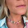 HAPPY GO LUCKY Dupe Inspired Remake Necklace Trendy Summer BOHO Style Faux Pearl Mismatched Chain Choker Colorful Beaded