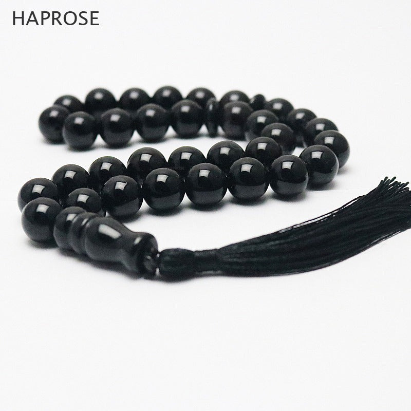 2020 New natural black bracelet Round Shape beads Prayer beads Islamic Muslim Tasbih Allah Rosary agate Free shipping
