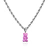 HECHENG,Gummy Bear Stainless Steel Chain Necklace,Candy Color Pendant Necklace for Women Girls,Handmade Jewelry
