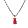 HECHENG,Gummy Bear Stainless Steel Chain Necklace,Candy Color Pendant Necklace for Women Girls,Handmade Jewelry