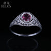 Beautiful 925 Sterling Silver 5mm Round Cut 0.4ct Tourmaline Vintage Art Nouveau Wedding Anniversary Women Ring