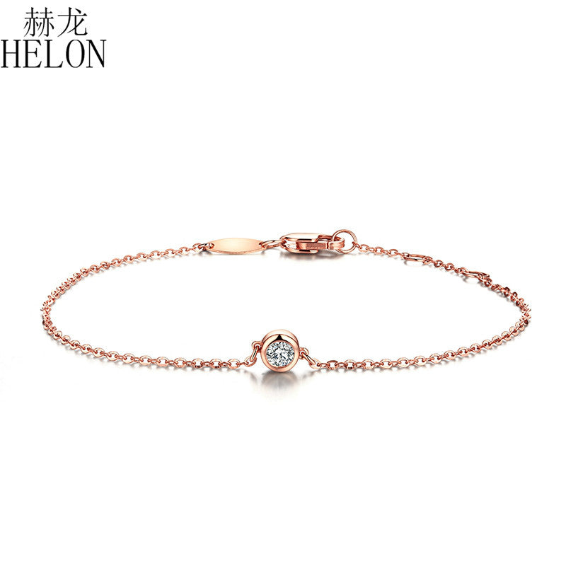 Solid 18K 750 Rose Gold 0.1ct F Color Lab Grown Moissanite Diamond Bracelet Test Positive For Women Trendy Style Jewelry