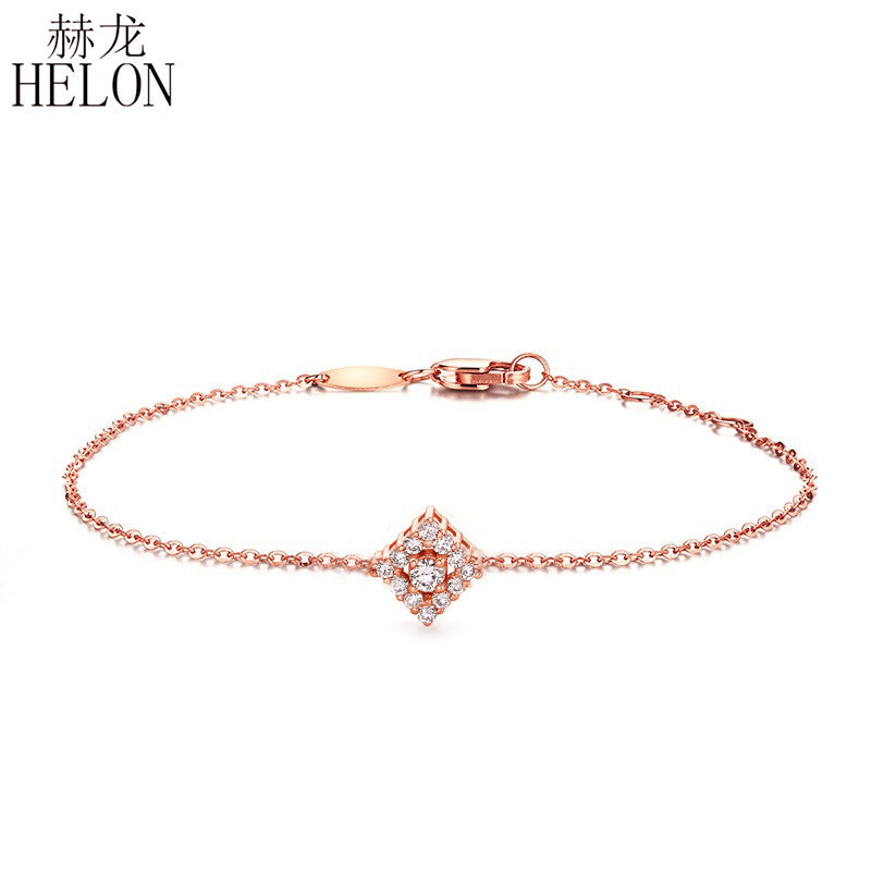 Solid 18K 750 Rose Gold 0.2ct SI/H Full Cut Natural Diamonds Women Bracelet Chain Engagement Wedding Party Fine Jewelry
