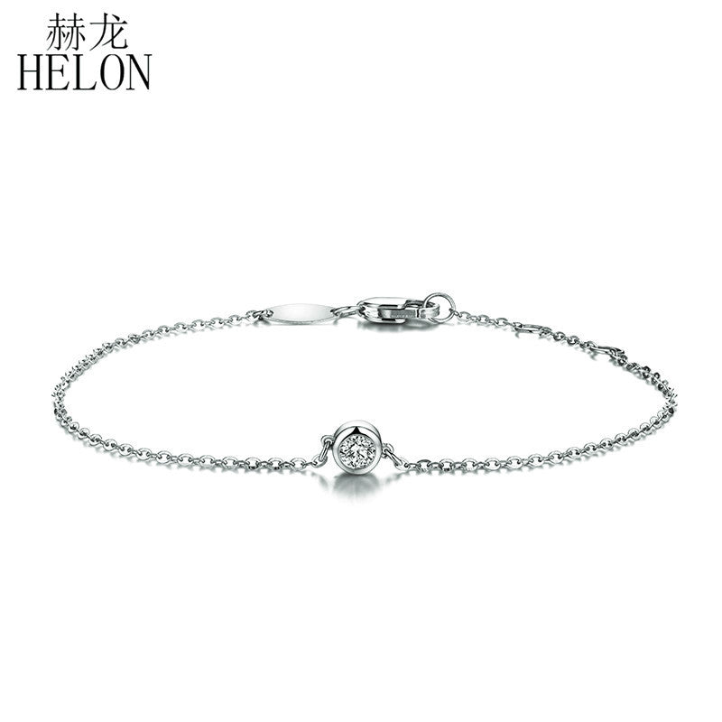 Solid 18K White Gold 0.1ct F Color Lab Grown Moissanite Diamond Bracelet Test Positive For Women Trendy Style Fine Jewelry