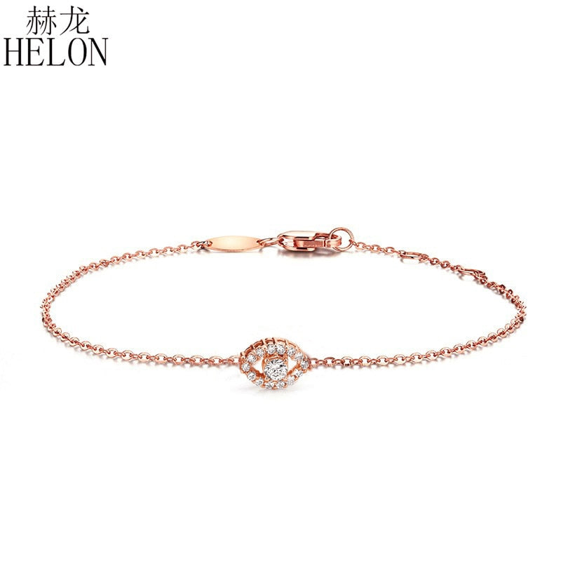 Solid 18k Rose Gold 0.16ct SI/H Full Cut Natural Diamonds Bracelet Chain Engagement Wedding For Women Fine Diamond Jewelry