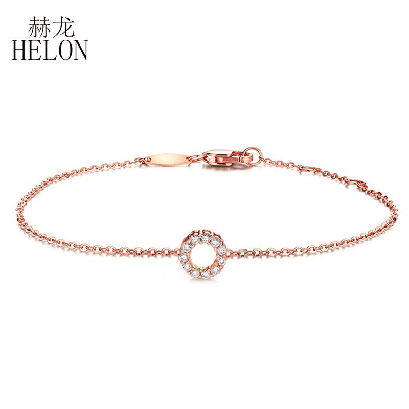 Solid 18k Rose Gold Certified Round 0.12ct SI/H Full Cut Natural Diamonds Engagement Bracelet Chain For Women Fine Jewelry