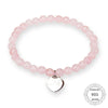 Thomas Rose Quartz Bead Bracelet with 925 Sterling Silver Love Heart Charm for Women Wedding Fine Jewelry Gift TS 002