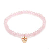 Thomas Rose Quartz Bead Bracelet with 925 Sterling Silver Rose Gold Color Skull Charm for Women Fine Jewelry Gift TS 31