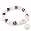 Thomas Rose Quartz Pearl Bead Bracelet 925 Sterling Silver Charm Carrier, 14-24CM, Women Fine Jewelry TS 104
