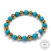 Thomas Turquoise Nature Stone Bracelet with 925 Sterling Silver Charm Carrier, 14-24CM, Women Fine Jewelry TS 103