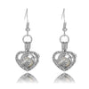 Love Mom Best Gift Cage Locket Oyster Pearl Drop Heart Dangle Earrings Jewelry