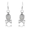 Pearl Oyster Locket Cage 6-7 mm Cultured Oval Pearls Skull Pendant Dangle Earrings