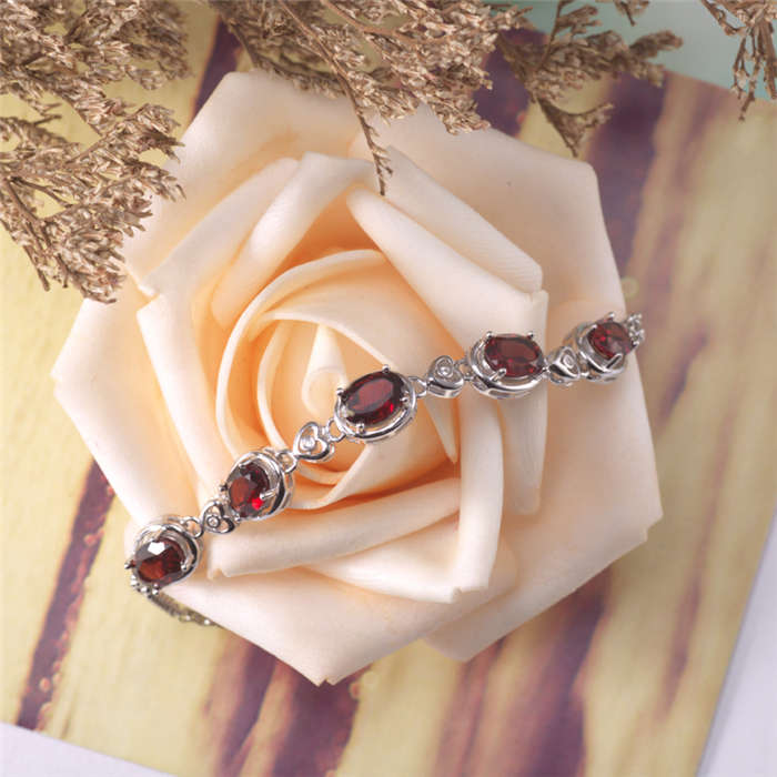 HENGYU 925 Sterling Silver Chain Bracelets for Women Gemstone Fine Jewellery Silver Bracelet Ladies Necklace Birthd Gift Z0008