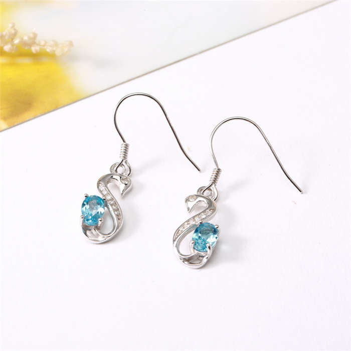 HENGYU 925 Sterling Silver Earrings for Women Blue Earings Fashion Jewelry Ladies Romantic Brinco Feminino Fine Jewellery E0001