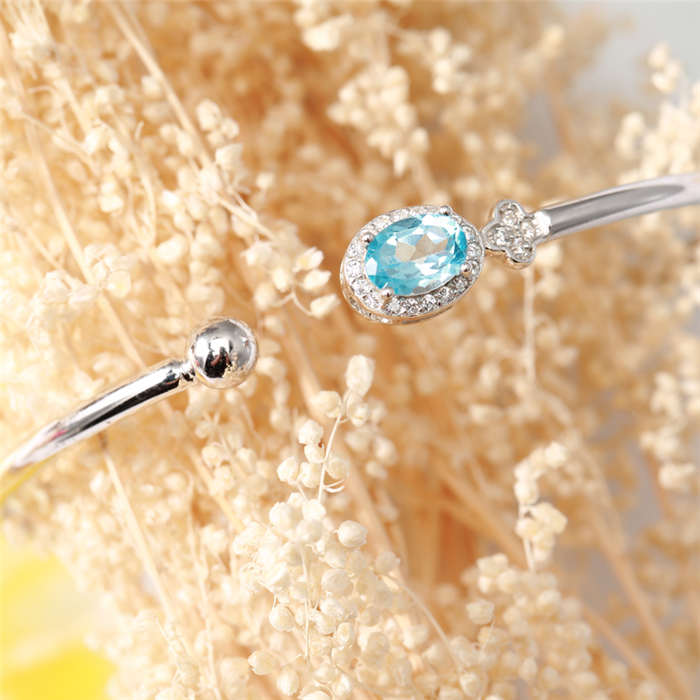 HENGYU Fashion 925 Sterling Silver Bangles for Women Romantic Fine Jewelry with Stones Woman BraceletS Bangle Bizuteria Z0002