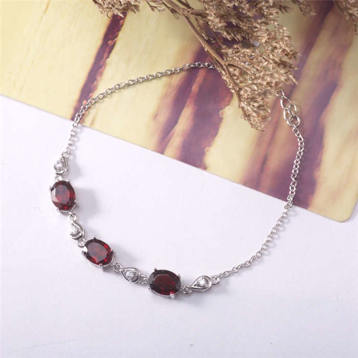 HENGYU Garnet Bracelets for Women Silver 925 Sterling Fine Jewelry Womens Adjustable Bangle Bracelet Pulseira Feminina Z0007