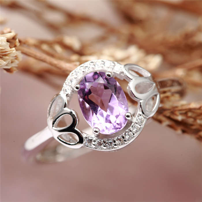 HENGYU Wedding Ring for Women 925 Sterling Silver Rings Ladies Jewellery Amethyst Bizuteria Fashion Cute Jewelry Gift J0002