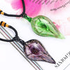 HF JEL Ethnic Glass Big Pendant Necklaces Inner Flower Murano Glass Pendant Necklaces for Women Accessories Sweater Chain