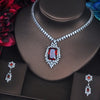 HIBRIDE Luxury Red Crystal CZ Stone Jewelry Sets For Women Bride Necklace Set Wedding  Dress Accessories Wholesale Price N-387