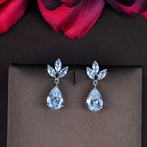 New Arrival Water Drop Dangle Earrings Brincos Bride Jewelry AAA Cubic Zirocn Pendant Crystal Earring Wholesale E-866