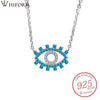 lucky Evil Blue eye Turquoises Pendant&Necklaces 925 Sterling Silver Jewelry With Clear CZ for women Fashion Pendant
