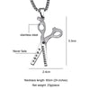 HIP Crystal Mosaic Haircut Scissors Pendants Necklaces Silver Color 316L Stainless Steel Necklace for Men Barber Shop Jewelry