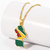 HIP Hop Country Map Flag Pendant Necklaces Women Gold Color India Barbados Guyana Mali Brazil Pendant Ethnic Jewelry