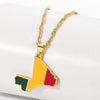 HIP Hop Country Map Flag Pendant Necklaces Women Gold Color India Barbados Guyana Mali Brazil Pendant Ethnic Jewelry