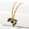 HIP Hop Country Map Flag Pendant Necklaces Women Gold Color India Barbados Guyana Mali Brazil Pendant Ethnic Jewelry