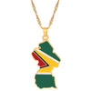HIP Hop Country Map Flag Pendant Necklaces Women Gold Color India Barbados Guyana Mali Brazil Pendant Ethnic Jewelry