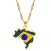 HIP Hop Country Map Flag Pendant Necklaces Women Gold Color India Barbados Guyana Mali Brazil Pendant Ethnic Jewelry