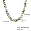Hop Two Tone Gold Color Titanium Stainless Steel 60CM Long Thick Curb Cuban Chain Necklaces for Men Jewelry