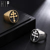 Lorraine Cross Ring Gold Silver Color Titanium Stainless Steel Crux Vera Cross Rings for Men Punk Jewelry Drop Shipping