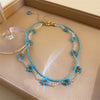 HIYONG Sweet Crystal Flower Necklace Korean Style Clavicle Chain Neckalce Unique Design Beads Neckalces for Women Girls Jewelry