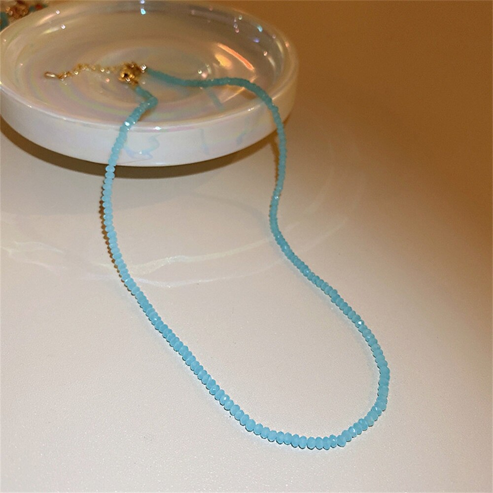 HIYONG Sweet Crystal Flower Necklace Korean Style Clavicle Chain Neckalce Unique Design Beads Neckalces for Women Girls Jewelry