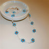 HIYONG Sweet Crystal Flower Necklace Korean Style Clavicle Chain Neckalce Unique Design Beads Neckalces for Women Girls Jewelry