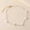 HMES White Imitation Pearl Collar Necklace Pearl Flower Engagement Necklace Lady Glamour Jewelry