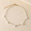 HMES White Imitation Pearl Collar Necklace Pearl Flower Engagement Necklace Lady Glamour Jewelry